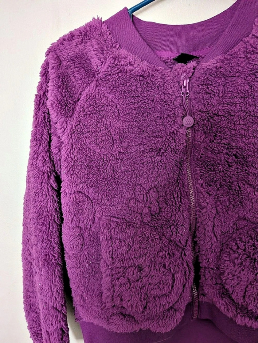 All in Motion Girls' High Pile Fleece Full Zip Sweatshirt Purple - Picture 4 of 6